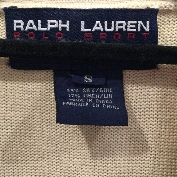 Ralph Lauren Womens Linen Blend Cardigan Size Small Argyle Cream Preppy Twee - Picture 2 of 7